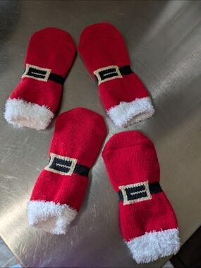 Holiday Red Santa Belt Dog Socks (Set of 4)